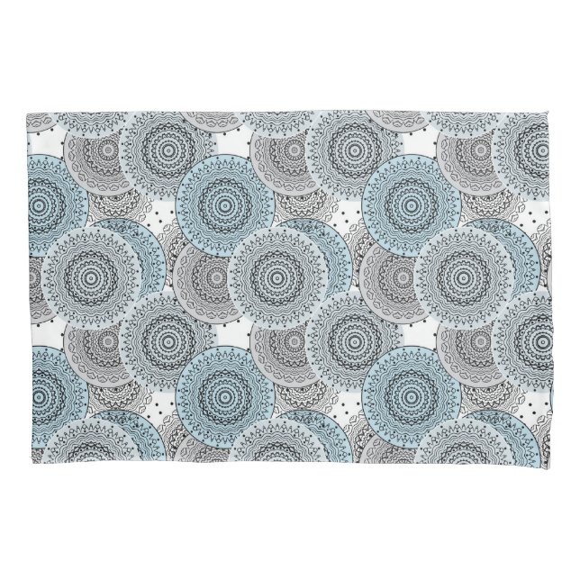 Retro, retro pattern, blue and gray,  elegant pillow case (Front)