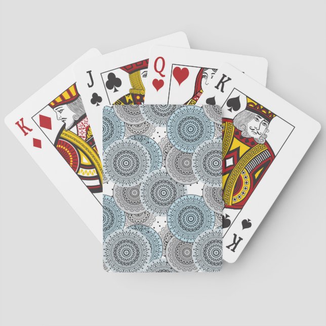 Retro, retro pattern, blue and gray,  elegant poker cards (Back)