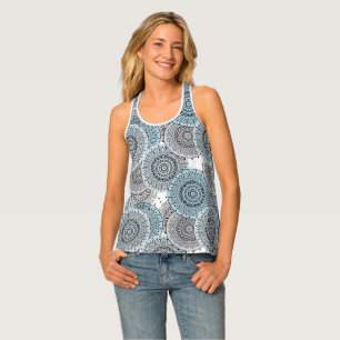 Retro, retro pattern, blue and gray,  elegant tank top