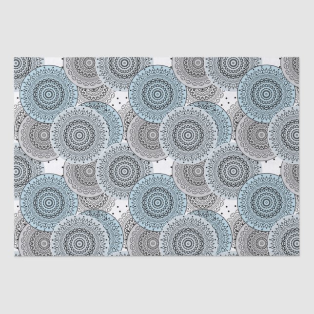 Retro, retro pattern, blue and gray,  elegant tissue paper (Front)