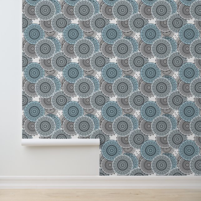 Retro, retro pattern, blue and gray,  elegant wallpaper  (Application)