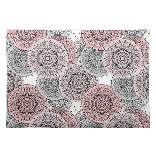 Retro, retro pattern, blue and pink,  elegant cloth placemat (Front)