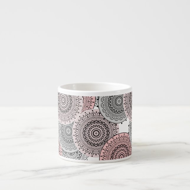 Retro, retro pattern, blue and pink,  elegant espresso cup (Front)