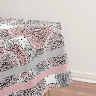 Retro, retro pattern, blue and pink, elegant tablecloth