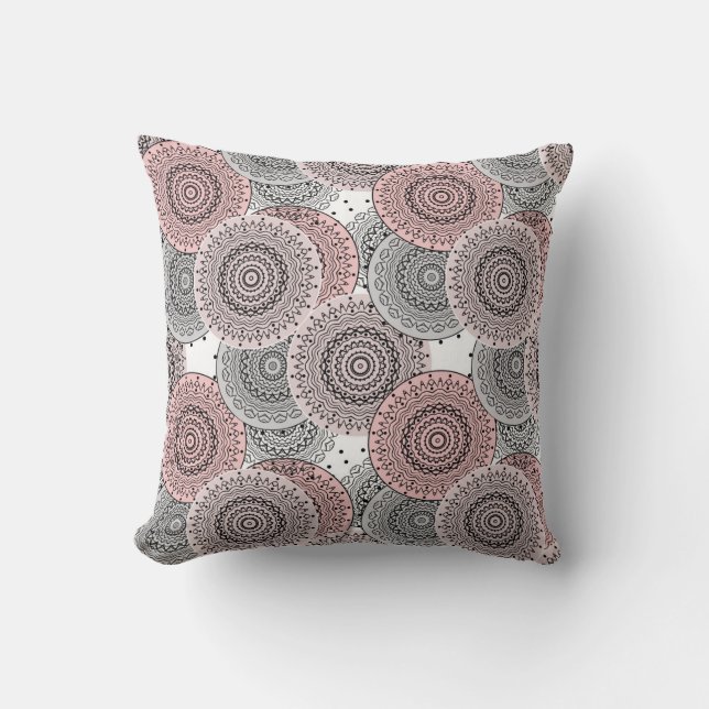 Retro, retro pattern, blue and pink,  elegant throw pillow (Front)