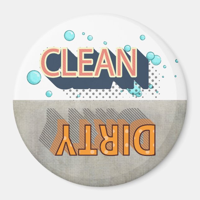 Retro Reversible Dishwasher  Running Clean Dirty Magnet (Front)