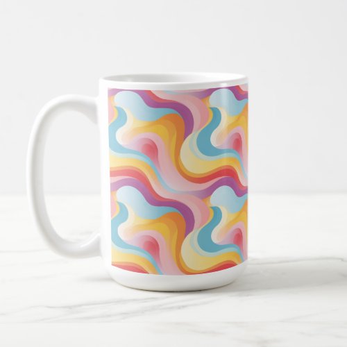 Retro Revival Abstract Boho Rainbow Wave Coffee Mug