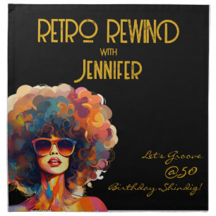 Retro Rewind 50th Birthday Shindig Party Cloth Napkin