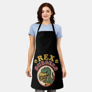 Retro Rex Burgers T-Rex Eating Cheeseburger 70s Apron