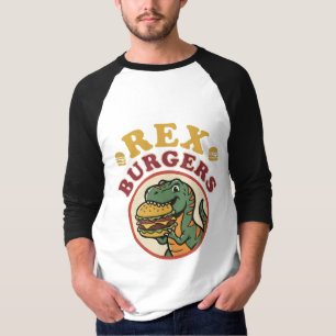 Retro Rex Burgers T-Rex Eating Cheeseburger 70s T-Shirt