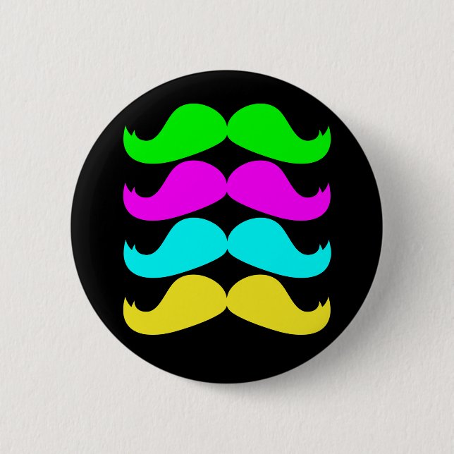 Retro RGB Fluo Moustaches Button (Front)