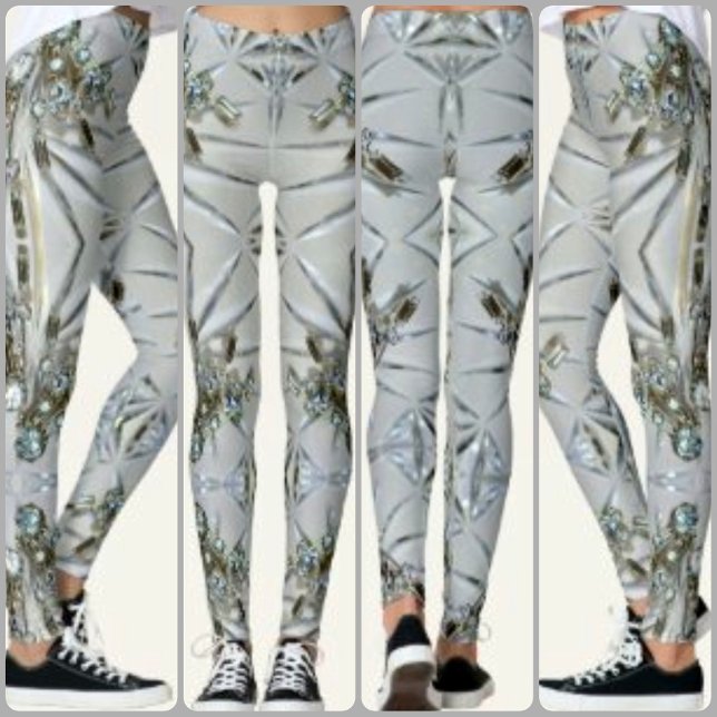 Retro Rhinestone “Art Deco Chic in Silvery Gray Leggings (Creator Uploaded)