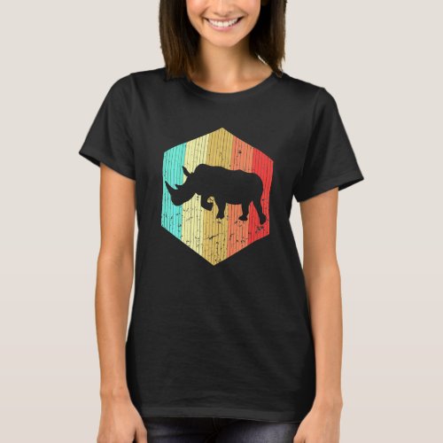 Retro Rhino Vintage Rhino Silhouette Elephant Anim T_Shirt