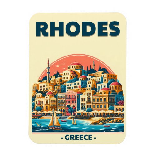 Retro Rhodes City _ Greece holiday trip gifts Magnet