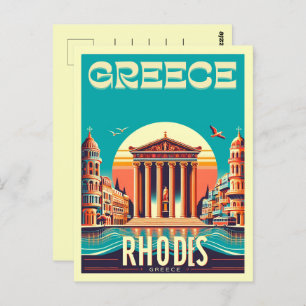 Retro Rhodes City - Greece holiday trip gifts Postcard