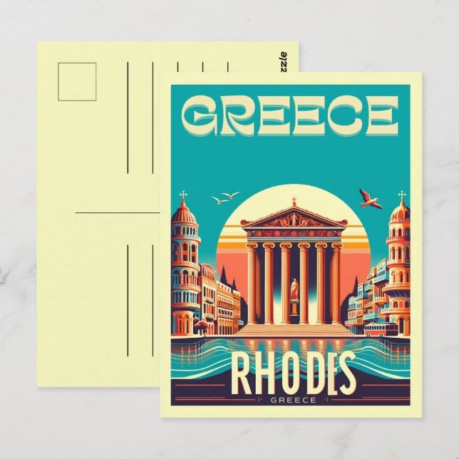 Retro Rhodes City - Greece holiday trip gifts Postcard (Front/Back)