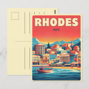 Retro Rhodes City - Greece holiday trip gifts Postcard