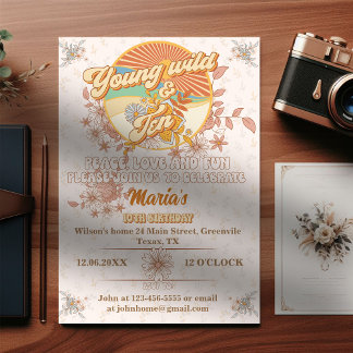 Retro rhythm the ultimate groovy 10th birthday invitation