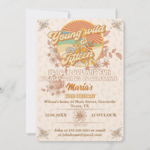 Retro rhythm the ultimate groovy 15th birthday invitation