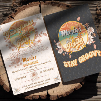 Retro rhythm the ultimate groovy 4th birthday invitation