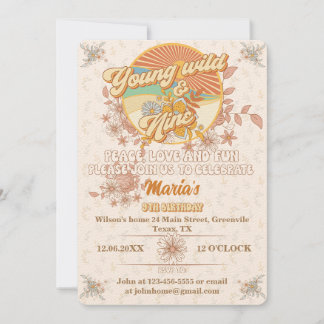 Retro rhythm the ultimate groovy 9th birthday invitation