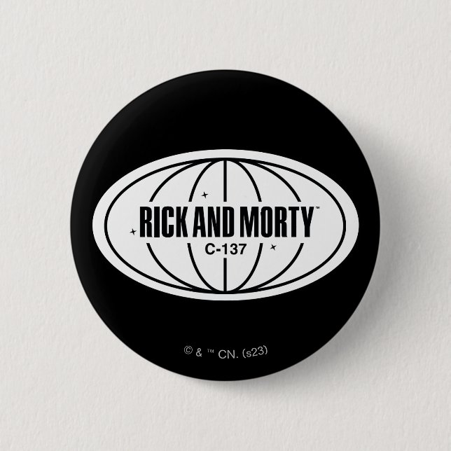 Retro Rick and Morty C-137 Dimension Badge Button (Front)