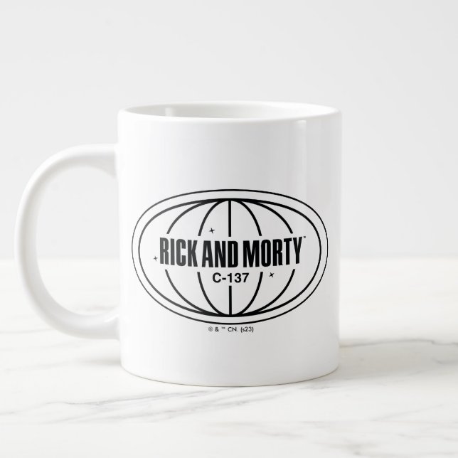 Retro Rick and Morty C-137 Dimension Badge Giant Coffee Mug (Left)