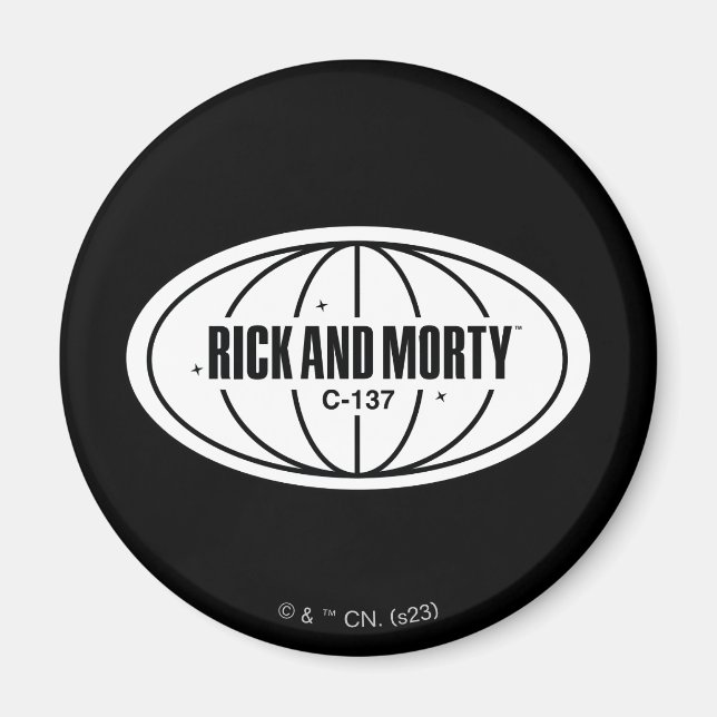 Retro Rick and Morty C-137 Dimension Badge Magnet (Front)