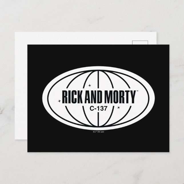 Retro Rick and Morty C-137 Dimension Badge Postcard (Front/Back)