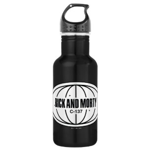 Retro Rick and Morty C-137 Dimension Badge Stainless Steel Water Bottle