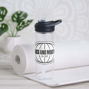 Retro Rick and Morty C-137 Dimension Badge Water Bottle