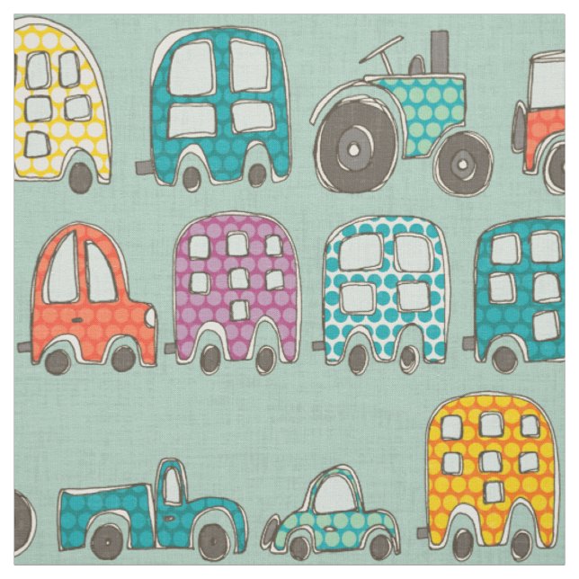 retro rides mint fabric (Swatch)