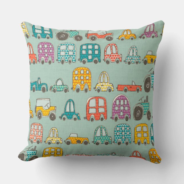 retro rides mint throw pillow (Front)