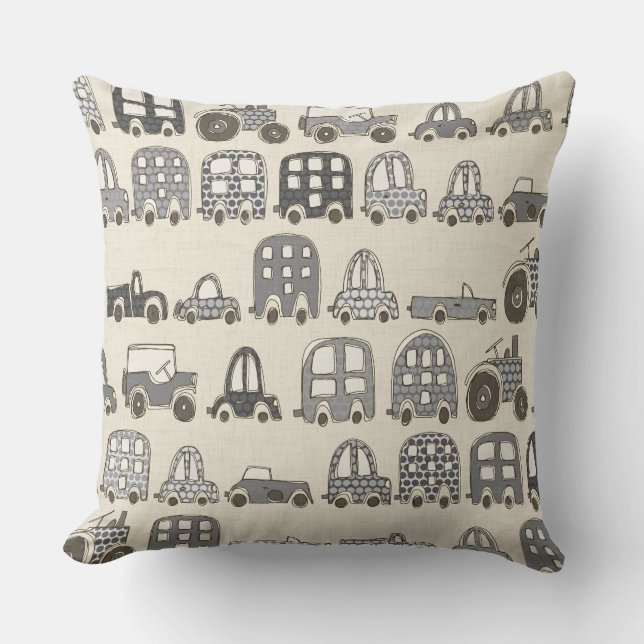 retro rides mono throw pillow (Front)