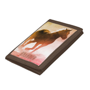 RETRO RIDING HORSE RUNNING TRIFOLD WALLET