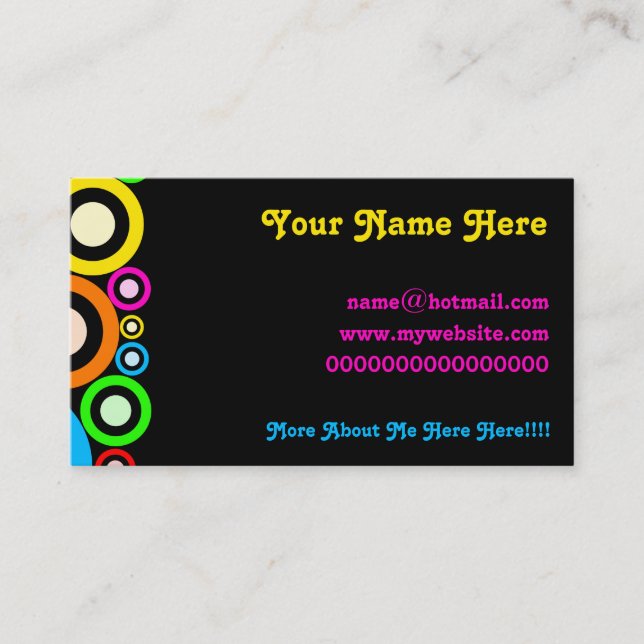 Retro Rings Wallpaper Business Card (Front)