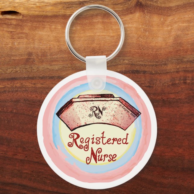 Retro RN Nurse Cap Keychain (Front)