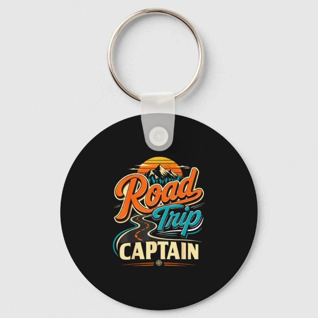 Retro road trip captain adventure  keychain (Front)