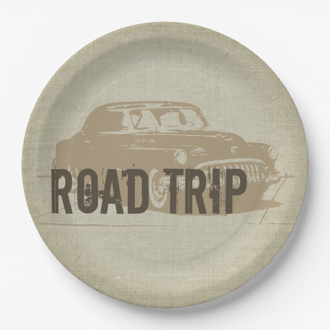 Retro Road Trip Paper Plates (Front)