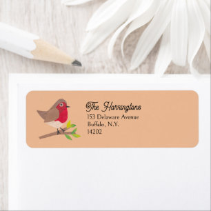 Retro Robin Midcentury Bird Art Return Address Label