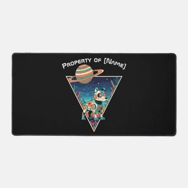 Retro Robo-Dog - Custom Name Desk Mat (Front)