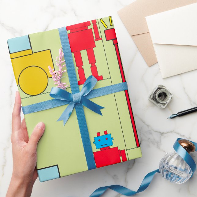Retro Robot And Car Wrapping Paper (Creator Uploaded)