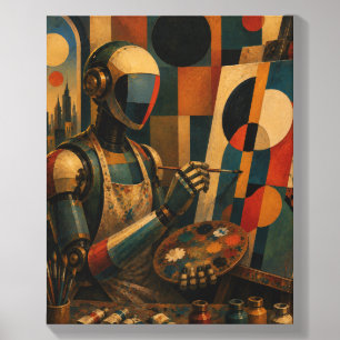 RETRO ROBOT ARTIST I ABSTRACT STUDIO DECOR CANVAS PHOTO TILE