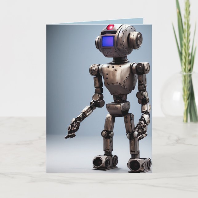 RETRO ROBOT BIRTHDAY SCI-FI Greeting Card (Front)