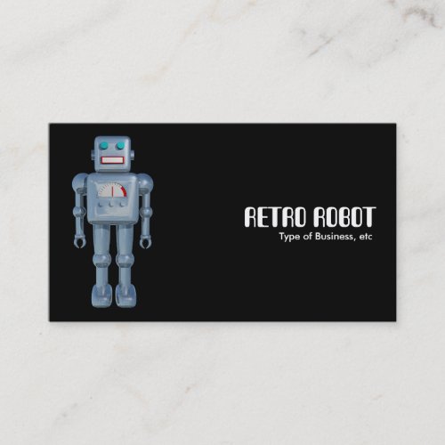 Retro Robot _ Black Business Card