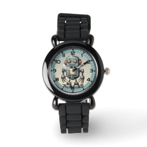 Retro Robot Blue & Gray Kids Watch