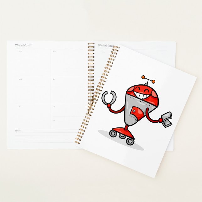 Retro Robot Cartoon Fun Red and Silver AI Bot  Planner (Creator Uploaded)