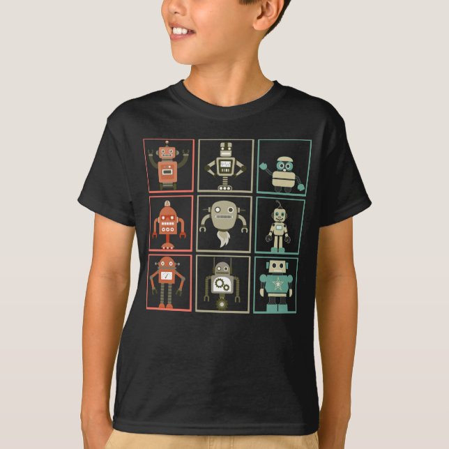 Retro Robot Collection Funny Robotics T-Shirt (Front)