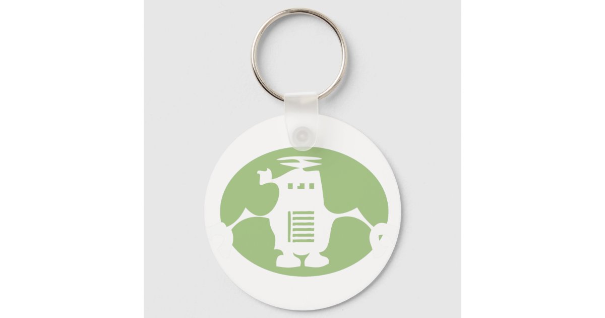 Retro Robot Green Spotlight Keychain Zazzle