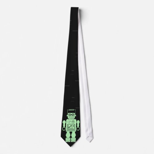 Retro Robot Green Tie